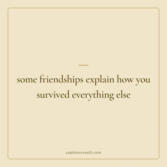 Captions For Best Friend card: some friendships explain how you survived everything else