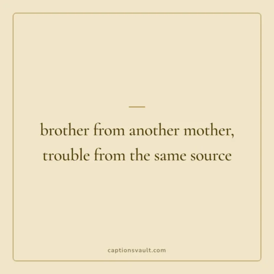 Brother Captions For Instagram card: brother from another mother, trouble from the same source