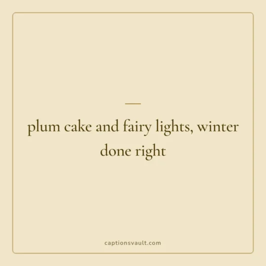 Holi Captions For Instagram card: plum cake and fairy lights, winter done right